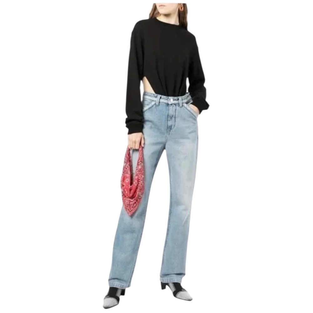 NWT RtA Rowan High Rise Relaxed Straight Cargo Jeans Clear Sky 27